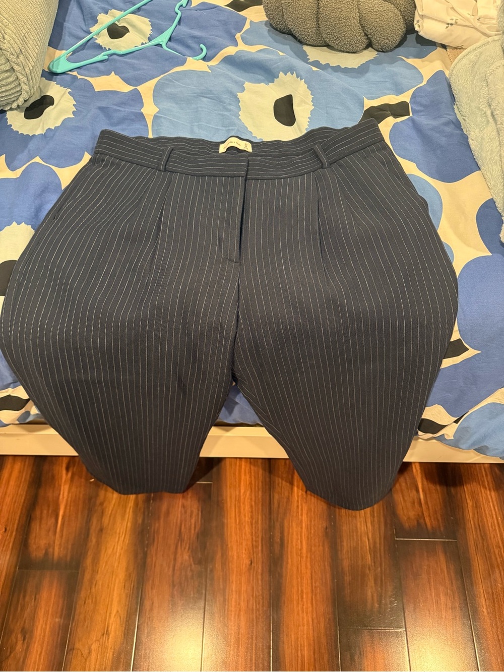 Navy Pinstripe Abercrombie Trousers